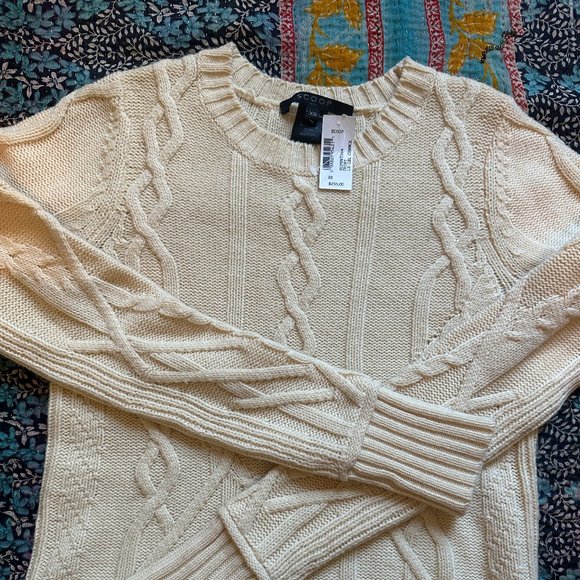 Scoop NYC Sweaters - 90's Cream Cable Knit Sweater Scoop NYC